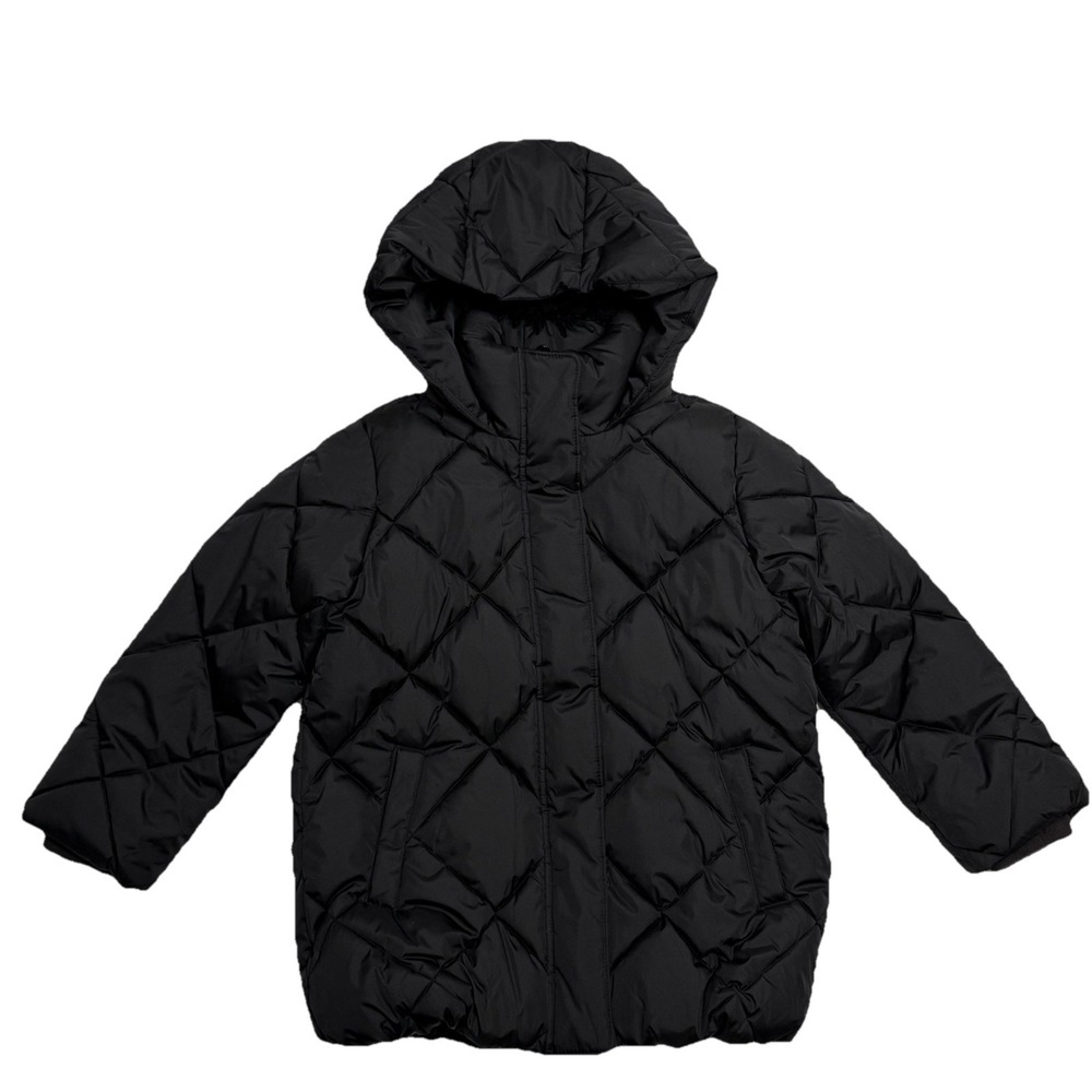 Gap Kids Quilted Puffer Coat Black Sz S (6-7) Primaloft Long Warmest Hooded 2025